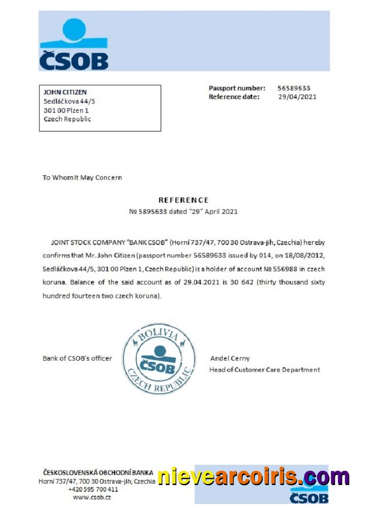 Czech Republic CSOB reference